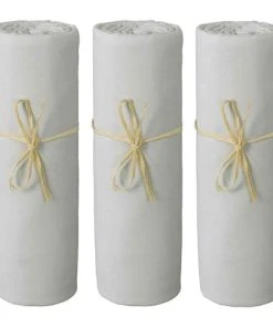 P'tit Basile Lot De 3 Draps Housses Jersey Bio Gris Perle 70x140