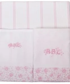Laura Ashley Baby Parure De Lit 3 Pc - 2 Draps 120x180 Cm Et 1 TO 35x50 Cm Alphabet Rose -Bloom-boutique parure de lit 3 pc 2 draps 120x180 cm et 1 to 35x50 cm alphabet rose alphabet rose