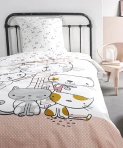 TODAY Parure De Lit Animal En Coton Rose 140x200 Cm