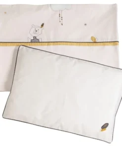 Sauthon Parure De Lit Bébé 190x140cm Et Taie En Coton Beige