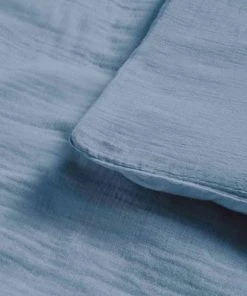 Baby Fox Parure De Lit Double Gaze De Coton Bio Bleu Gris 100x140cm -Bloom-boutique parure de lit double gaze de coton bio bleu gris 100x140cm 2