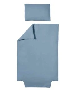 Baby Fox Parure De Lit Double Gaze De Coton Bio Bleu Gris 100x140cm