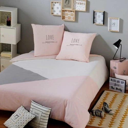 Maisons Du Monde Parure De Lit En Coton Gris Et Rose 220x240 3 Maisons Du Monde Parure De Lit En Coton Gris Et Rose 220x240 – Image 3