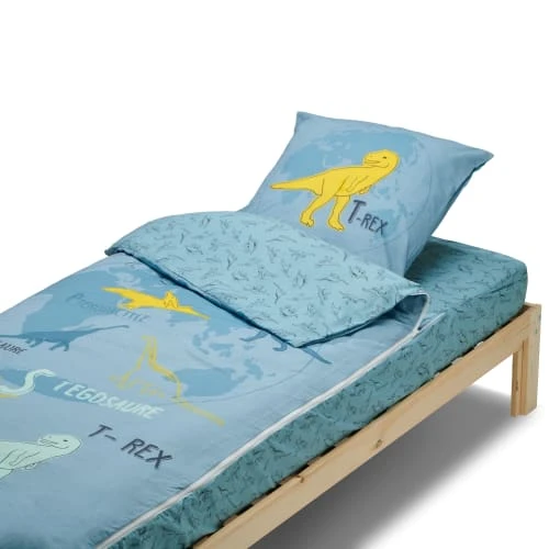 BLEU CALIN Parure De Lit Enfant Bleue Avec Couette Motif Dinosaure T-rex 90x190cm 1 BLEU CALIN Parure De Lit Enfant Bleue Avec Couette Motif Dinosaure T-rex 90x190cm