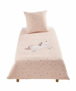 Maisons Du Monde Parure De Lit Enfant En Coton Rose Motifs étoiles Dorées 140x200