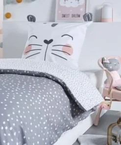 TODAY Parure De Lit Enfant Imprimé En Coton Gris 140x200cm