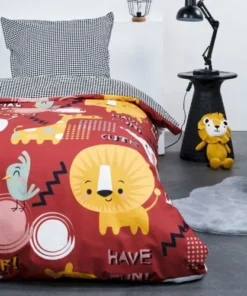 TODAY Parure De Lit Enfant Imprimé En Coton Rouge 140x200cm