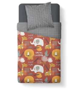 TODAY Parure De Lit Enfant Imprimé En Coton Rouge 140x200cm -Bloom-boutique parure de lit enfant imprime en coton rouge 140x200cm 3