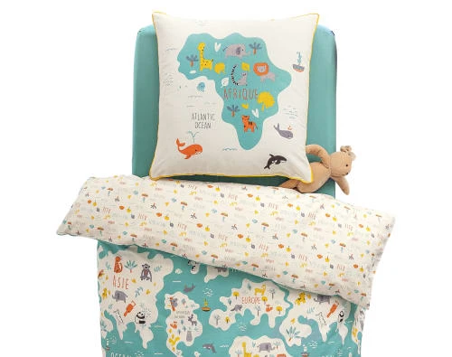 Becquet Parure De Lit Enfant Réversible 140x200 Vert En Coton 5 Becquet Parure De Lit Enfant Réversible 140x200 Vert En Coton – Image 5
