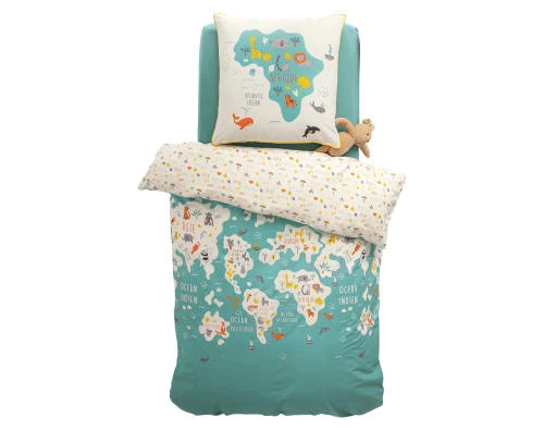 Becquet Parure De Lit Enfant Réversible 140x200 Vert En Coton 1 Becquet Parure De Lit Enfant Réversible 140x200 Vert En Coton