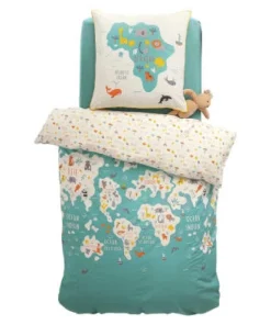 Becquet Parure De Lit Enfant Réversible 200x200 Vert En Coton
