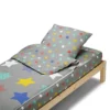 BLEU CALIN Parure De Lit Enfant Sans Couette Motif étoiles Stars 90x190cm