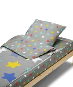 BLEU CALIN Parure De Lit Enfant Sans Couette Motif étoiles Stars 90x190cm
