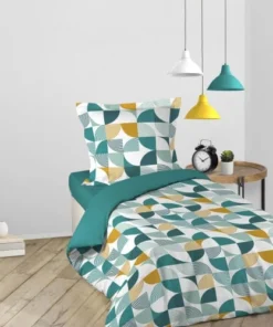 Home Maison Parure De Lit Esprit Géométrique Coton Bleu 200x140cm -Bloom-boutique parure de lit esprit geometrique coton bleu 200x140cm 2