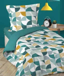 Home Maison Parure De Lit Esprit Géométrique Coton Bleu 200x140cm