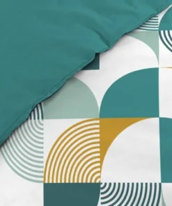 Home Maison Parure De Lit Esprit Géométrique Coton Bleu 200x140cm -Bloom-boutique parure de lit esprit geometrique coton bleu 200x140cm 3