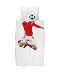 Snurk Parure De Lit Footballeur - 1 Personne 140x200 Cm Coton Blanc