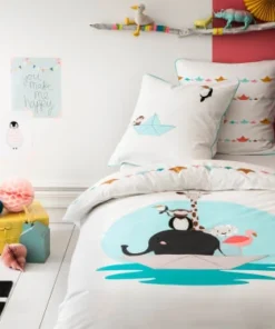 Blanc Cerise Parure De Lit Imprimée En Percale De Coton 140x200 Cm Blanc Et Bleu 7 Blanc Cerise Parure De Lit Imprimée En Percale De Coton 140x200 Cm Blanc Et Bleu -Bloom-boutique parure de lit imprimee en percale de coton 140x200 cm blanc et bleu 3