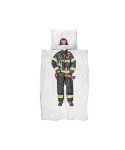 Snurk Parure De Lit Pompier - 1 Personne 140x200 Cm Coton Blanc