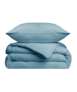 Blanc Cerise Parure Enfant En Gaze De Coton 140x200 Cm Bleu Orage -Bloom-boutique parure enfant en gaze de coton 140x200 cm bleu orage 2