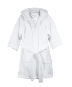 Blanc Cerise Peignoir à Capuche Enfant En Coton BIO 10 Ans Blanc