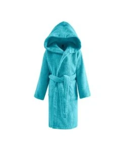 Sensei Maison Peignoir De Bain Enfant à Capuche 450 Gr/m² Bleu Turquoise 04 Ans