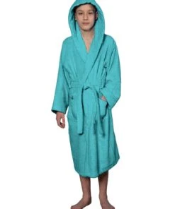 Sensei Maison Peignoir De Bain Enfant à Capuche 450 Gr/m² Bleu Turquoise 06 Ans -Bloom-boutique peignoir de bain enfant a capuche 450 gr m2 bleu turquoise 06 ans 2