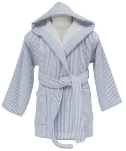 Sensei Maison Peignoir De Bain Enfant Rayé Une Face éponge Bleu 02 Ans