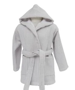 Sensei Maison Peignoir De Bain Enfant Rayé Une Face éponge Mastic 06 Ans