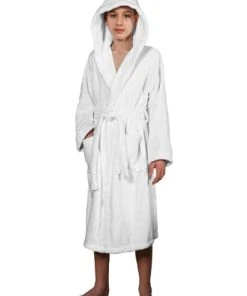 Sensei Maison Peignoir Enfant à Capuche 400 Gr/m² Blanc 06 Ans -Bloom-boutique peignoir enfant a capuche 400 gr m2 blanc 06 ans 4