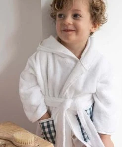 Cocoeko Peignoir Enfant Blanc & Imprimé Vichy (2-3 Ans) -Bloom-boutique peignoir enfant blanc imprime vichy 2 3 ans 3