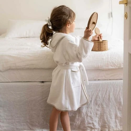 Cocoeko Peignoir Enfant Blanc & Lin (2-3 Ans) 2 Cocoeko Peignoir Enfant Blanc & Lin (2-3 Ans) – Image 2