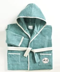 Becquet Peignoir Enfant Bleu 2 Ans En Coton