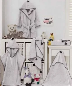 Sensei Maison Peignoir Enfant En Coton Bio Gris Perle 02 Ans -Bloom-boutique peignoir enfant en coton bio gris perle 02 ans 3