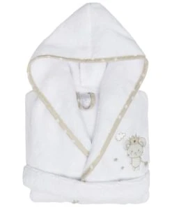 Sensei Maison Peignoir Enfant En Coton Peigné Blanc 06 Ans