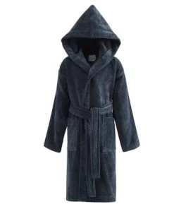 Sensei Maison Peignoir Enfant Velours à Capuche Bleu Nuit 02 Ans