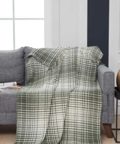 Sensei Maison Plaid à Franges Chaud Eucalyptus 130x170 Cm