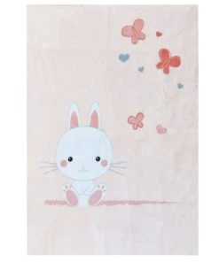 Home Maison Plaid Bébé Lapinou En Microfibre Rose 100x140