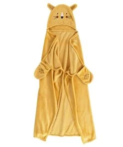 Douceur D'Intérieur Plaid Capuche 100x120 Cm Flanelle Brodée Léopard