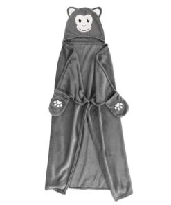 Douceur D'Intérieur Plaid Capuche 100x120 Cm Flanelle Brodée Singe