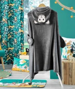 Douceur D'Intérieur Plaid Capuche 100x120 Cm Flanelle Brodée Singe -Bloom-boutique plaid capuche 100x120 cm flanelle brodee singe 5