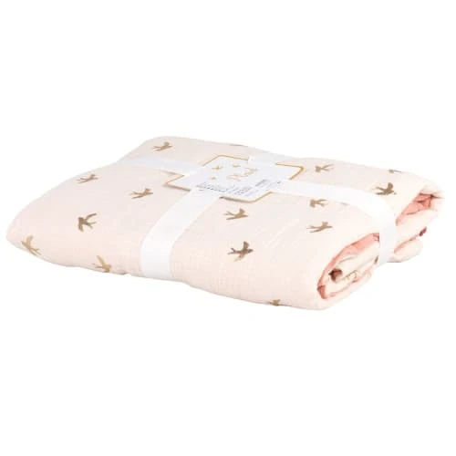 Maisons Du Monde Plaid En Gaze De Coton Bio Rose Et écru Imprimé Hirondelles 75x100 3 Maisons Du Monde Plaid En Gaze De Coton Bio Rose Et écru Imprimé Hirondelles 75x100 – Image 3