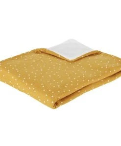 Maisons Du Monde Plaid En Gaze De Coton OEKO-TEX® Jaune à Pois Blancs 75x100