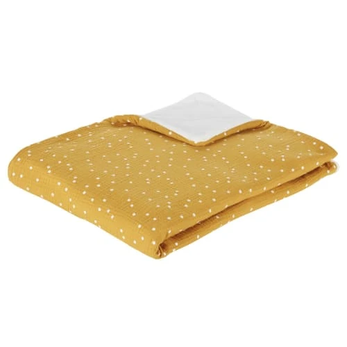 Maisons Du Monde Plaid En Gaze De Coton OEKO-TEX® Jaune à Pois Blancs 75x100 1 Maisons Du Monde Plaid En Gaze De Coton OEKO-TEX® Jaune à Pois Blancs 75x100