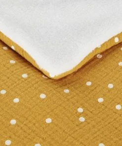 Alternative view of Maisons Du Monde Plaid En Gaze De Coton OEKO-TEX® Jaune à Pois Blancs 75x100