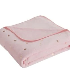 Maisons Du Monde Plaid Rose Motifs étoiles Dorées 170x130cm YSEE