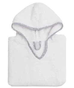Sensei Maison Poncho De Bain Enfant En Coton Peigné Blanc Taille Unique (4 - 8 Ans)