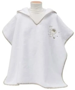 Sensei Maison Poncho De Bain Enfant En Coton Peigné Blanc Taille Unique (4 - 8 Ans)
