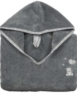 Sensei Maison Poncho De Bain Enfant En Coton Peigné Galet Taille Unique (4 - 8 Ans)
