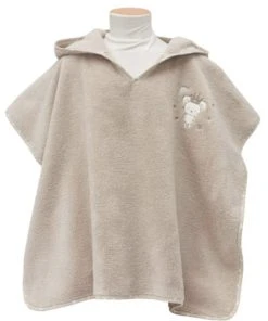Sensei Maison Poncho De Bain Enfant En Coton Peigné Sable Taille Unique (4 - 8 Ans)
